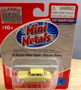 RTR Mini Metals HO=1/87 1950 YELLOW Desoto 4 Door Sedan BUILT-LAYOUT/DISPLAY-CMW - Picture 1 of 9