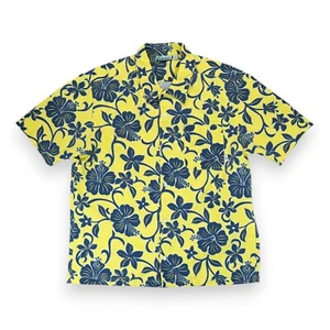 Hurley Hawaiian Shirt Mens Large Short Sleeve Button Up Floral 100% Polyester - Picture 1 of 4