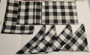Robert Stanley Black & White Buffalo Plaid Table Runner, 4 Placemats, 4 Napkins - Picture 1 of 5