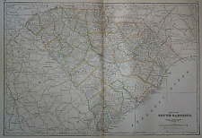 Vintage 1917 Atlas Map ~ SOUTH CAROLINA ~ Old & Authentic ~ Free S&H