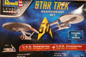Star Trek 50th Anniversary Set Of 2 Model Kit USS Enterprise TOS & Into Darkness - Picture 1 of 4