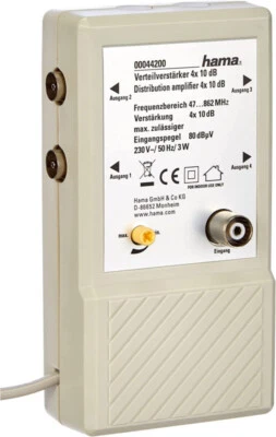 Hama BK CATV 4-Fach Verteilverstärker 4x 10dB Antennen DVB-T TV Verstärker K2 - Bild 1 von 3