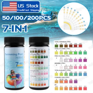 7-IN-1 Chlorine Dip Pool Test Strips pH Tester Paper For Hot Tub SPA Swimming A+ - Picture 1 of 15