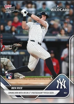 Ben Rice (RC) - Yankees - 2025 MLB Topps NOW® - Card 808 *IN HAND* - Image 1 of 2