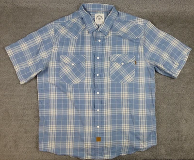 Camisa a Presión Dubinik Manga Corta Perla Para Hombre XL Azul Blanco Mezcla de Bambú a Cuadros Foto 1 de 4