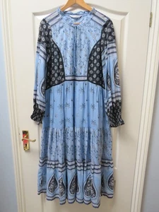 Odd Molly La Vie Boheme Maxi Dress Size 2 UK 12 14 Blue Paisley Tiered Boho - Picture 1 of 14