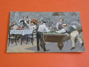 ORIGINAL ARTHUR THIELE SIGNED SPORTING POSTCARD - BILLIARDS, TSN - No. 1155 - Picture 1 of 2