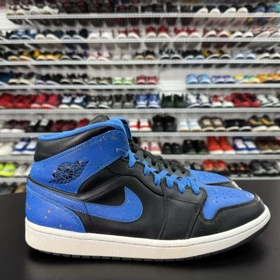 Nike Air Jordan 1 Mid Royal Paint Splatter Black Blue 554724-048 Men’s Size 12 - Image 1 of 4