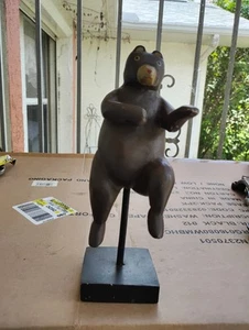 9" Tall Dancing Bear Figure on a Pole Wood or Resin Pre-Loved - Picture 1 of 6