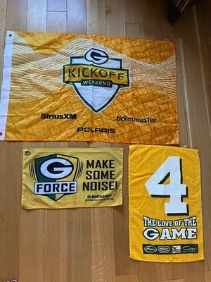 Lote de 4 toallas y fines de semana Green Bay Packers FORCE Make Some Noise Flag Brett Favre Foto 1 de 4