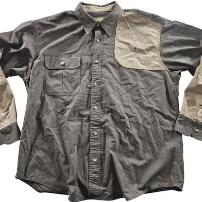 Camisa de tiro Cabela's para hombre extra grande marrón tostado manga larga abotonada tierras altas Foto 1 de 4