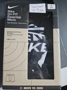 Nike Kids Dri-FIT Essential Micro Black 2 Pack Long Boxer Briefs Size 6-8 - Picture 1 of 2