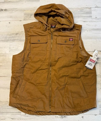 Nuevo Wrangler Ropa de Trabajo Para Hombres Talla 3XL Chaleco de Trabajo con Capucha Lona Pato Marrón Tostado Cremallera Foto 1 de 4