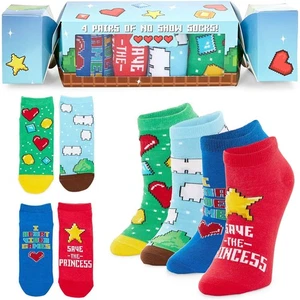Video Game Lovers Socks for Boys, Fun Gift Set (Size 4-10, 4 Pairs) - Picture 1 of 6