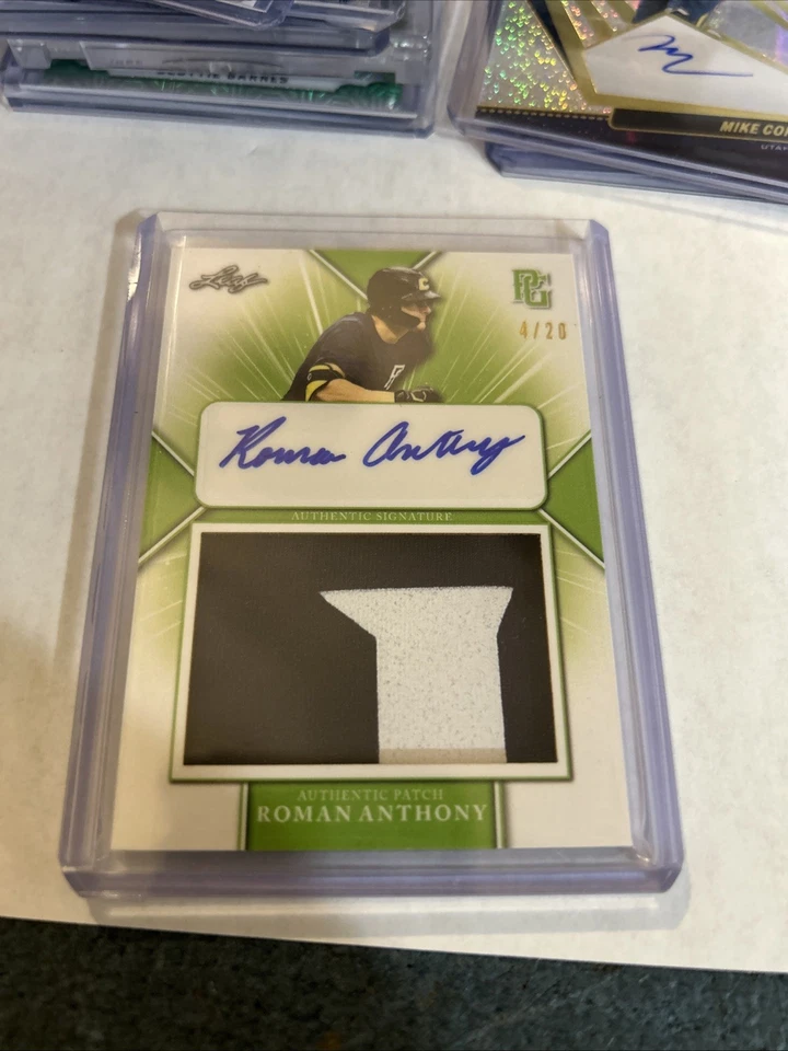 2021 Leaf Perfect Game National Showcase Roman Anthony Patch Auto Green 4/20 SP - Image 1 of 4