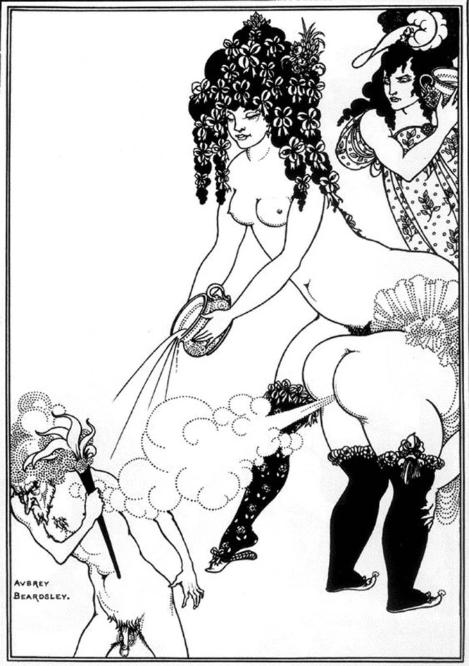 AUBREY BEARDSLEY LYSISTRATA DEFENDING ACROPOLIS DRAWING GICLEE PRINT FINE CANVAS - Image 1 of 1