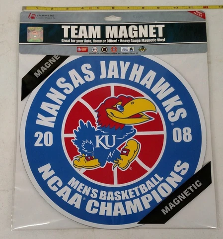 1 KU Jayhawks 2008 Basketball Champions 11.5" Vinyl Magnet University of Kansas Cover