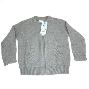 Cat & Jack Baby Boy Size 3T Full Zip Knit Sweater Heather Grey - Picture 1 of 8