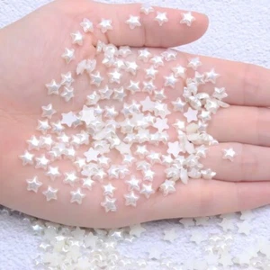 500 Ivory Acrylic Half Pearl Tiny Star Flatback Bead 6mm No Hole Scrapbook Craft - Picture 1 of 8