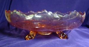 FENTON HOLLY & STAG FOOTED PINK BOWL - Picture 1 of 5