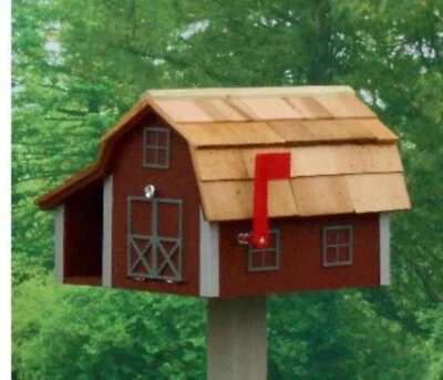Combo de buzón Amish pintado techo de cedro con compartimento para periódicos Foto 1 de 4