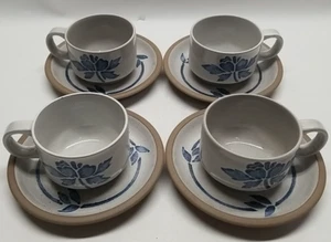 Midwinter Stoneware Coffee Tea Cups & Saucer 8 Ounce Set of 4 Made in England - Picture 1 of 5