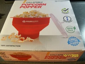 Collapsible Silicone Microwave Popcorn Popper RED - Picture 1 of 4