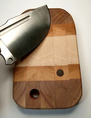 Handmade Exotic Wood End Grain Hand Crafted small Cutting Board BURN signed  - Image 1 of 4