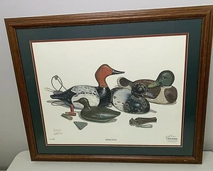 Pato sentado estampado Don Ensor dos veces firmado marco personalizado - Imagen 1 de 6