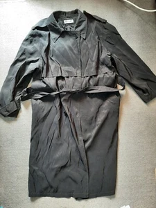 Forecaster of Boston Belted Raincoat Size 13/14 Black 48" Chest 47" Button Up - Picture 1 of 1