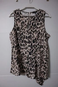 Portmans animal print non iron uneven hem key hole neckline top size 12 - Picture 1 of 2