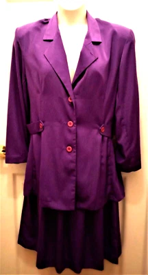 EUC Cervelle L/S Purple Midi Skirt Suit-Belt Each Side of Waist-Women's Sz Large - Изображение 1 из 4