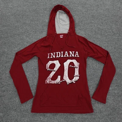 Indiana Hoosiers Shirt Womens Large Red Hooded Lightweight Long Sleeve Soffe - Image 1 of 4