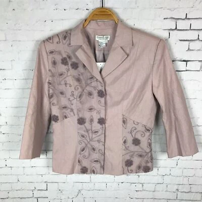 NEWPORT NEWS BLAZER SIZE 4 WOMEN'S EASY STYLE LINEN COTTON LIGHT PURPLE (A46) - Image 1 of 4