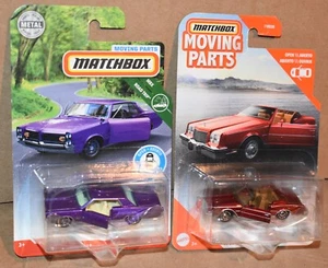 MATCHBOX '83 BUICK RIVIERA CONVERTIBLE & '64 PONTIAC GRAND PRIX MOVING PARTS NEW - Picture 1 of 8