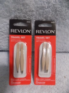 2 Sets Revlon Mini Tweezer Travel Set Each Set Has 1 Point & 1 Slant With Case - Picture 1 of 1