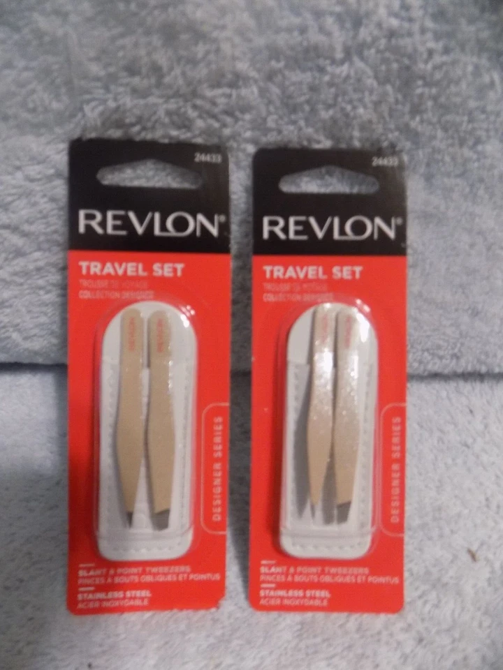 2 Sets Revlon Mini Tweezer Travel Set Each Set Has 1 Point & 1 Slant With Case - Image 1 of 1