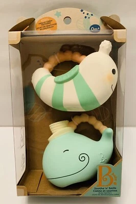 Paquete de 2 juguetes para la dentición para bebés B. Whale and Bumble Bee -Soothe & Smile Foto 1 de 4