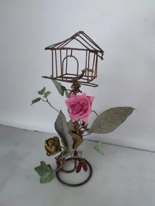 bird cage faux flower 18 inch height, bird house, plant,metal - Picture 1 of 11
