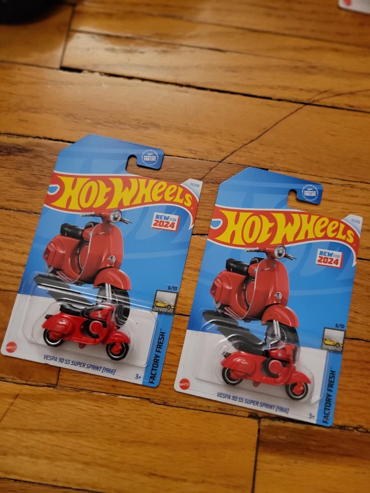 2024 Hot Wheels Vespa 90 SS Super Sprint (1966) #71 Red SCOOTER - Set of 2 - Image 1 of 1
