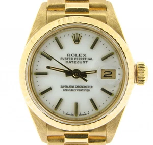 Ladies Rolex Solid 18K Yellow Gold Datejust President Watch 6917 w/ White Dial - Picture 1 of 5