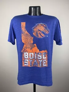 Men's Adidas Boise State Broncos Heather Blue Vintage Tri-Blend Tee Shirt NWT M - Picture 1 of 5