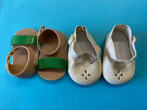 2 Pair Doll Shoes-White, Green & Tan - Picture 1 of 7