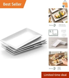 Chic & Space-Saving 9.7" Rectangular Plates Set of 4 for Elegant Entertaining - Picture 1 of 9