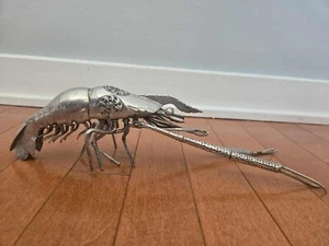 Fully Articulated/Movable Metal Sculpture of Prawn: Stamped T90 (Silver?) - Picture 1 of 24