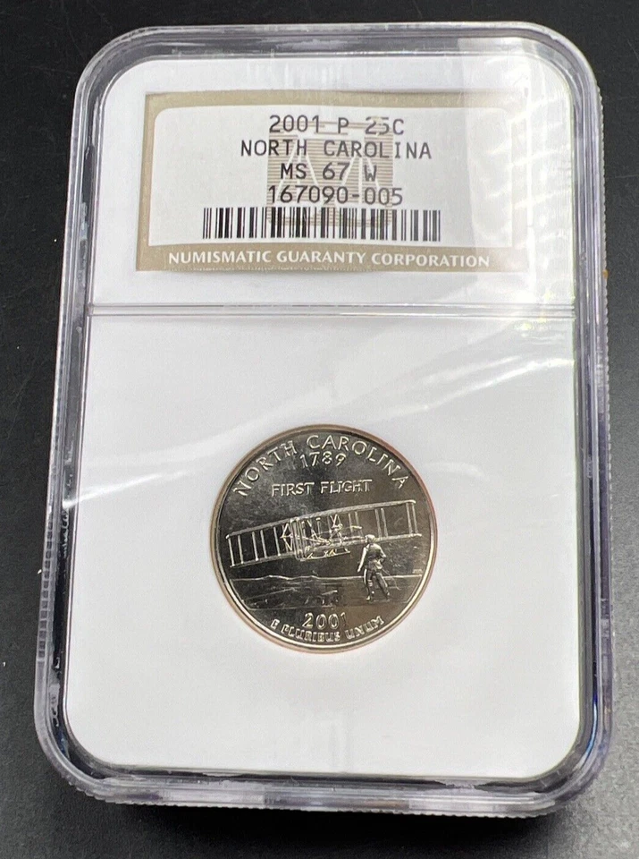 2001 P North Carolina State Statehood Quarter Coin MS67 NGC #005 W Holder - Image 1 of 4