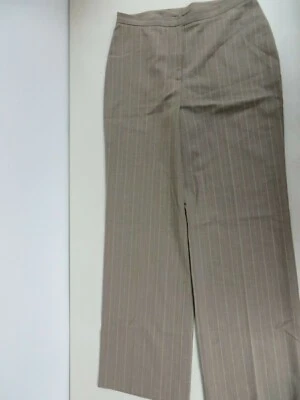 Pantalones clásicos a rayas de lana elásticos pierna ancha marrón/crema 10 nuevos sin etiquetas Foto 1 de 4