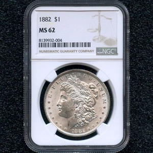 1882 Morgan Silver Dollar NGC MS62 $1 Coin Brilliant UNC Philadelphia - Picture 1 of 3