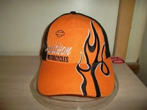 HARLEY DAVIDSON MOTORCYCLES BASEBALL CAP/MÜTZE-HD VERSTELLBAR/ORANGE-SCHWARZ/FLAMMEN - Bild 1 von 6