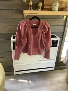 Ulla Johnson Pullover Felpa Girocollo K Dusty Rose Manica a sbuffo Scollo a U - Foto 1 di 6